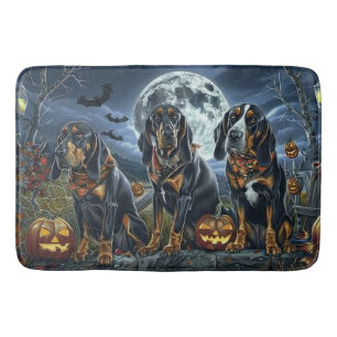 Bluetick Coonhound Halloween Spooky Badematte