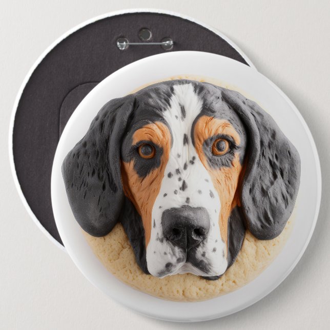 Bluetick Coonhound Hund 3D Inspiriert Button (Vorne & Hinten)