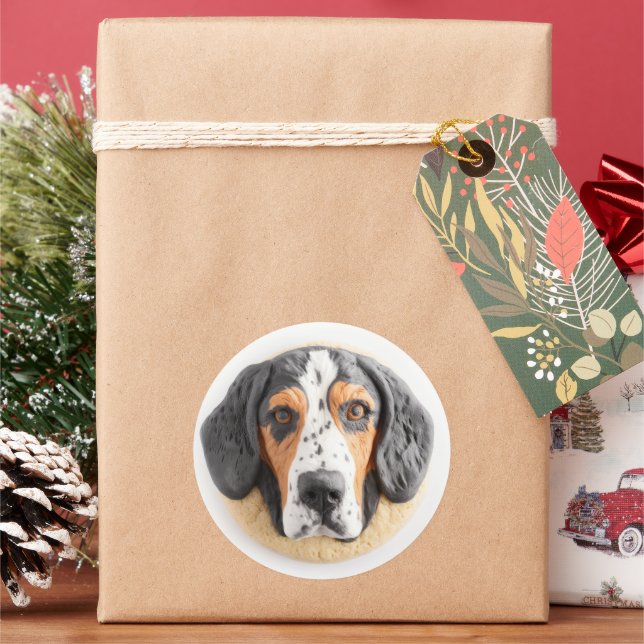 Bluetick Coonhound Hund 3D Inspiriert Runder Aufkleber (Feiertag)