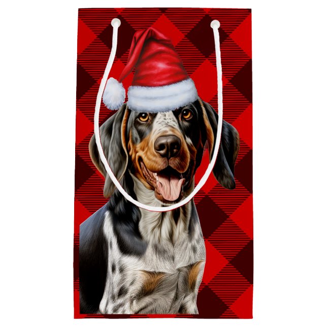 Bluetick Coonhound Hund Festivals Kariert Weihnach Kleine Geschenktüte (Vorderseite)