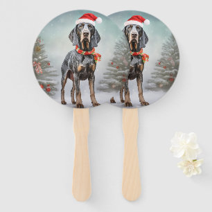 Bluetick Coonhound Hund im Schnee Weihnachten Fächer