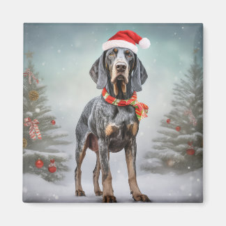 Bluetick Coonhound Hund im Schnee Weihnachten Magnet