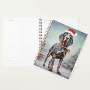 Bluetick Coonhound Hund im Schnee Weihnachten Planer