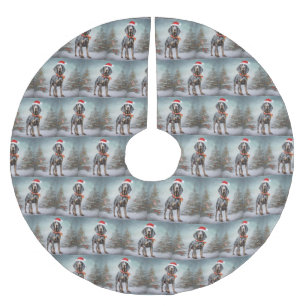 Bluetick Coonhound Hund im Schnee Weihnachten Polyester Weihnachtsbaumdecke