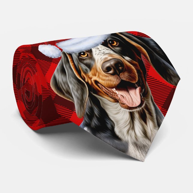 Bluetick Coonhound Hund Urlaub Kariert Weihnachten Krawatte (Gerollt)