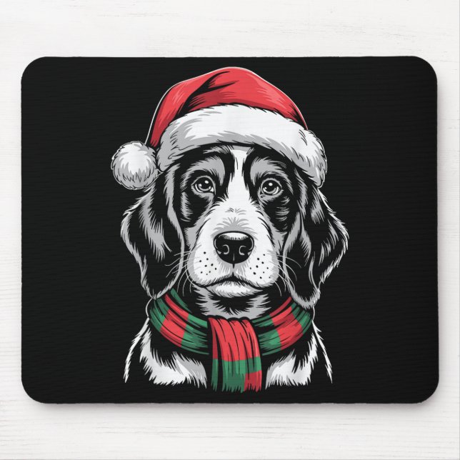 Bluetick Coonhound Hund Weihnachtsmannmütze F Chri Mousepad (Vorne)