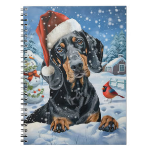 Bluetick Coonhound Hund Winter Wonderland Weihnach Notizblock