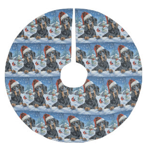 Bluetick Coonhound Hund Winterwunderland Weihnacht Polyester Weihnachtsbaumdecke