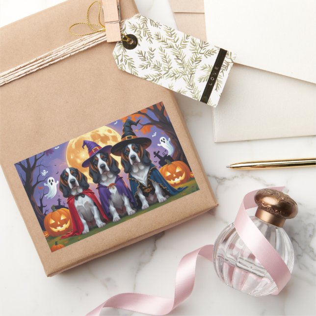 Bluetick Coonhound Hunde Pumpkin Halloween Funny Rechteckiger Aufkleber (Schenken)