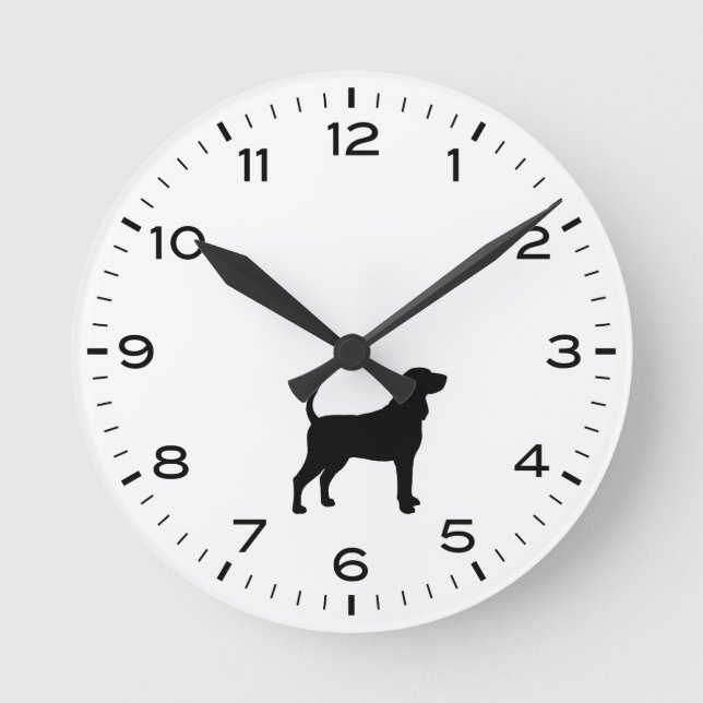 Bluetick Coonhound Hunde Silhouette Runde Wanduhr (Vorderseite)