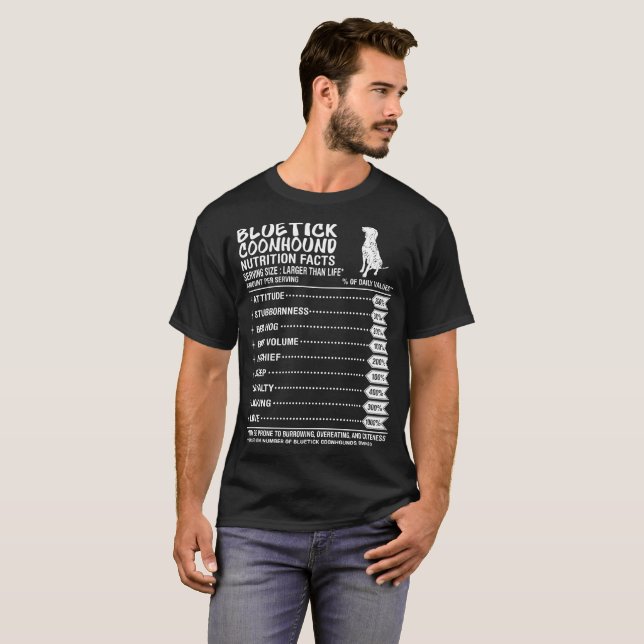 Bluetick Coonhound-Hundenahrungs-Tatsachen-T-Shirt T-Shirt (Vorne ganz)