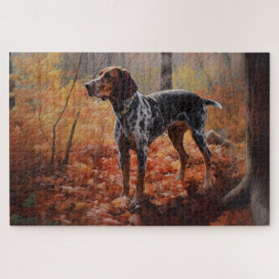 Bluetick Coonhound im Herbst Leaves Fall Inspirier