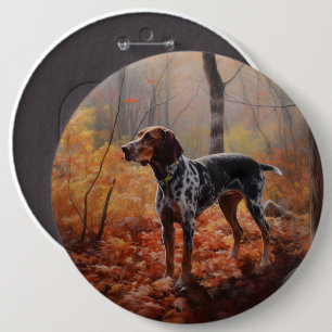 Bluetick Coonhound im Herbst Leaves Fall Inspirier Button