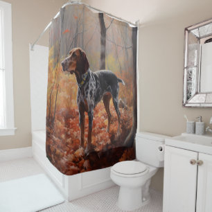 Bluetick Coonhound im Herbst Leaves Fall Inspirier Duschvorhang