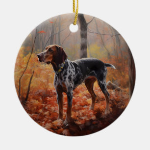 Bluetick Coonhound im Herbst Leaves Fall Inspirier Keramik Ornament