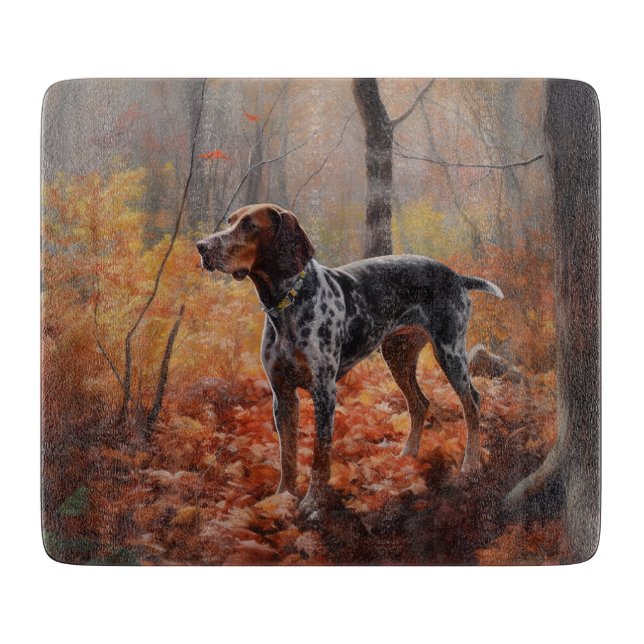 Bluetick Coonhound im Herbst Leaves Fall Inspirier Schneidebrett (Vorderseite)