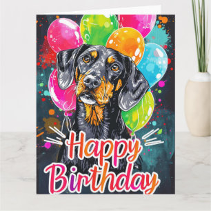Bluetick Coonhound mit Balloons Karte