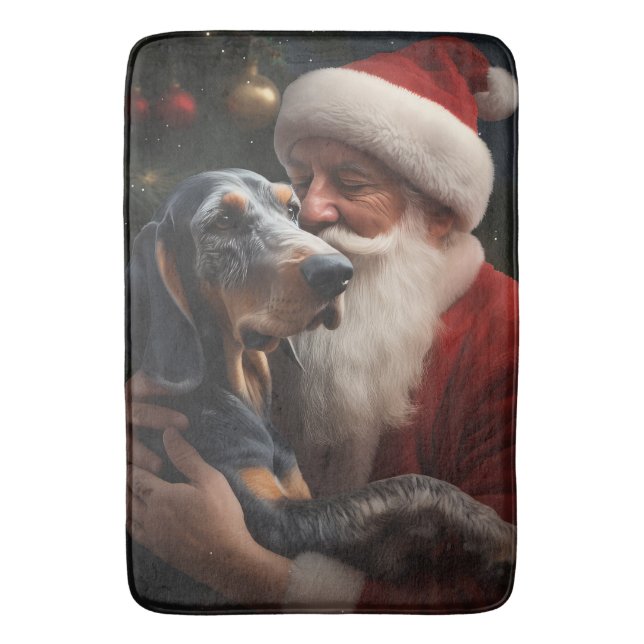 Bluetick Coonhound mit Weihnachten des Weihnachtsm Badematte (Vorderseite Vertikal)