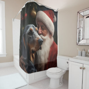 Bluetick Coonhound mit Weihnachten des Weihnachtsm Duschvorhang