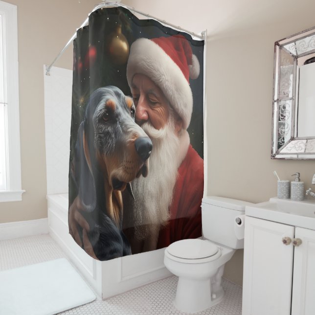 Bluetick Coonhound mit Weihnachten des Weihnachtsm Duschvorhang (Beispiel)