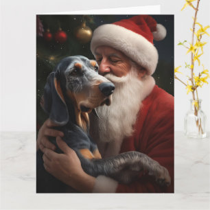 Bluetick Coonhound mit Weihnachten des Weihnachtsm Karte