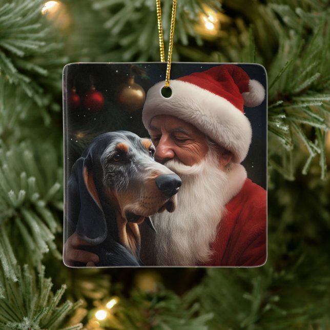 Bluetick Coonhound mit Weihnachten des Weihnachtsm Keramikornament (Baum)