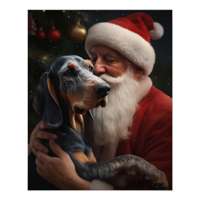 Bluetick Coonhound mit Weihnachten des Weihnachtsm Poster (Vorderseite)