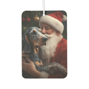 Bluetick Coonhound mit Weihnachtsmann Weihnachten Autolufterfrischer