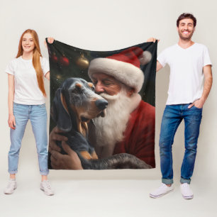 Bluetick Coonhound mit Weihnachtsmann Weihnachten Fleecedecke