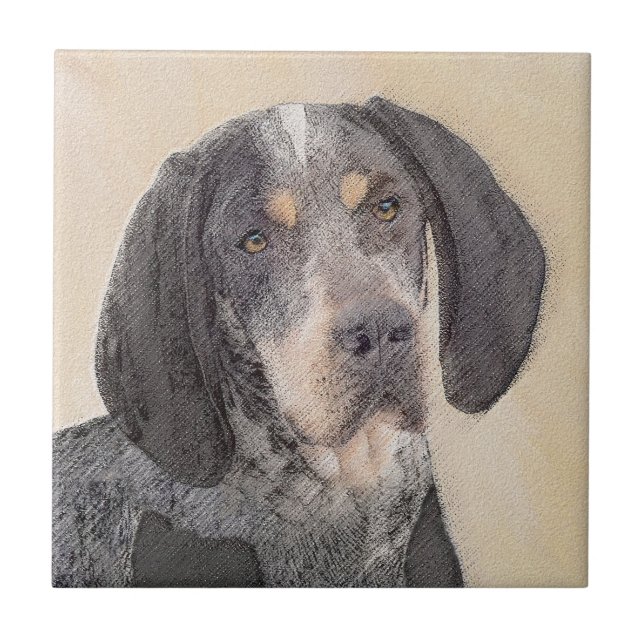 Bluetick Coonhound Painting - Niedlich Original Hu Fliese (Vorderseite)