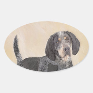 Bluetick Coonhound Painting - Niedlich Original Hu Ovaler Aufkleber