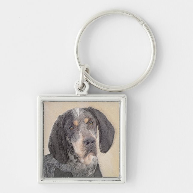 Bluetick Coonhound Painting - Niedlich Original Hu Schlüsselanhänger (Vorne)