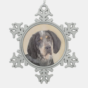 Bluetick Coonhound Painting - Niedlich Original Hu Schneeflocken Zinn-Ornament