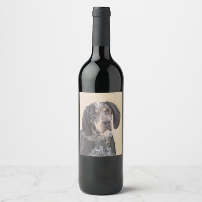 Bluetick Coonhound Painting - Niedlich Original Hu Weinetikett (Vorderseite)