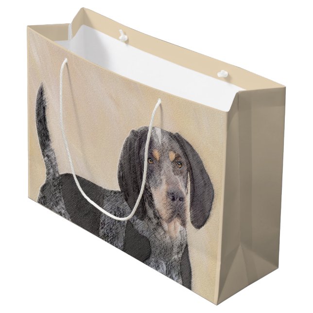 Bluetick Coonhound Painting - Niedliche Original H Große Geschenktüte (Vorderseite Schrägansicht)