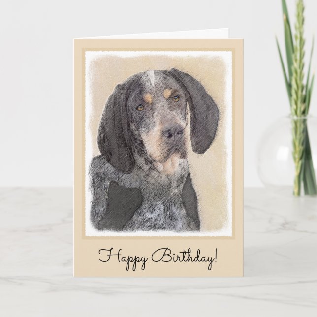 Bluetick Coonhound Painting - Niedliche Original H Karte (Vorderseite)