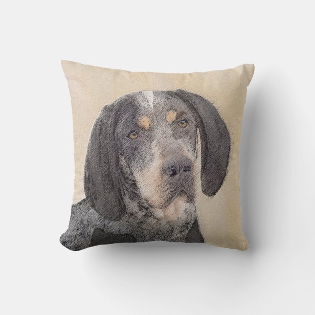 Bluetick Coonhound Painting - Niedliche Original H Kissen (Vorderseite)