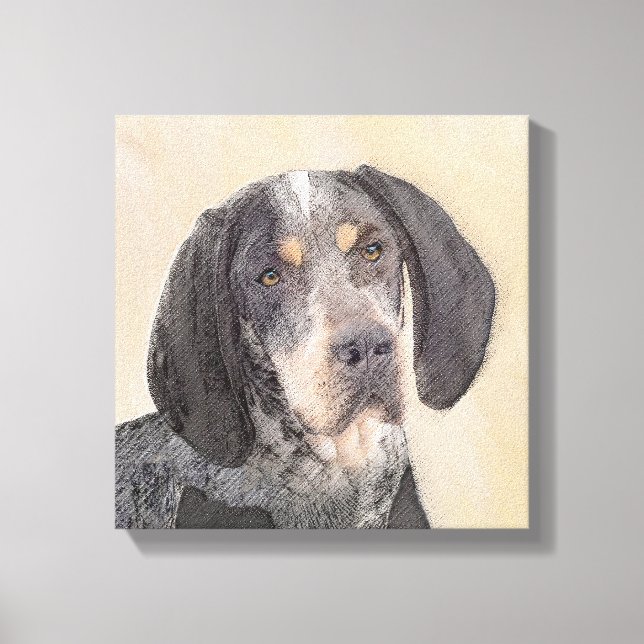 Bluetick Coonhound Painting - Niedliche Original H Leinwanddruck (Vorderseite)