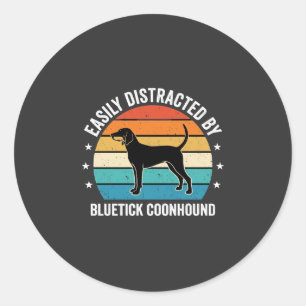 Bluetick Coonhound Retro Sonnenuntergang Hund Runder Aufkleber