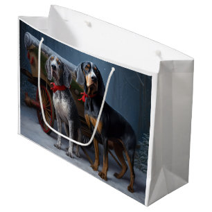 Bluetick Coonhound Snowy Sleigh Weihnachtsdekor Große Geschenktüte
