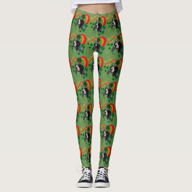 Bluetick Coonhound St Patricks Day Leggings (Vorderseite)