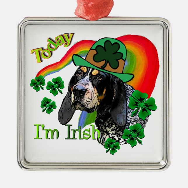 Bluetick Coonhound St Patricks Silbernes Ornament (Vorne)
