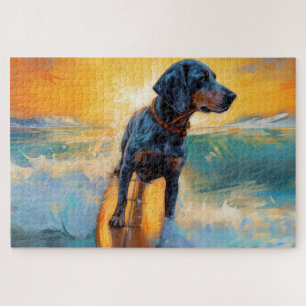 Bluetick Coonhound Strand Surfing Malerei