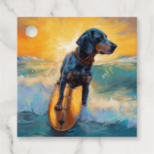 Bluetick Coonhound Strand Surfing Malerei Geschenkanhänger