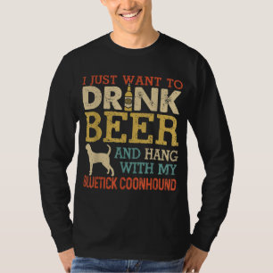 Bluetick Coonhound Vater Drink Bier Hang mit Hund  T-Shirt