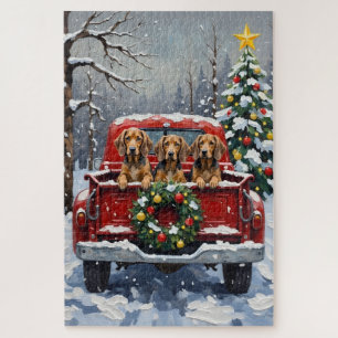 Bluetick Coonhound Weihnachten Rotes Lastwagen Fer