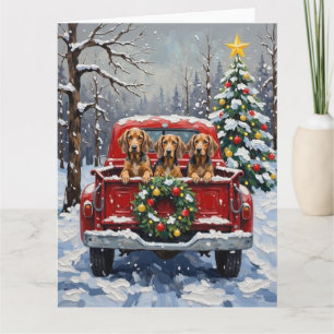 Bluetick Coonhound Weihnachten Rotes Lastwagen Fer Karte
