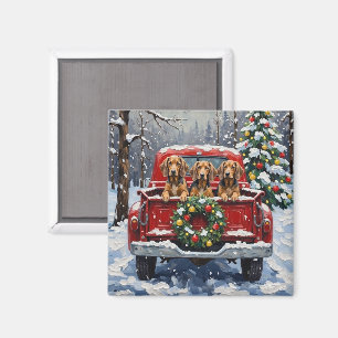 Bluetick Coonhound Weihnachten Rotes Lastwagen Fer Magnet