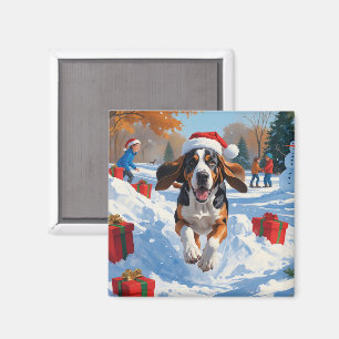 Bluetick Coonhound Weihnachtliche Schneeszene Magnet