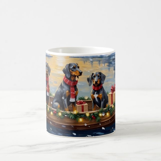 Bluetick Coonhound Weihnachtsboot Feiertag Kaffeetasse (Mittel)